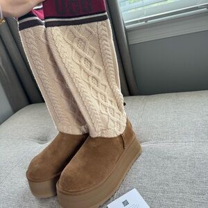 NEW UGG W Classic Sweater Letter Boots